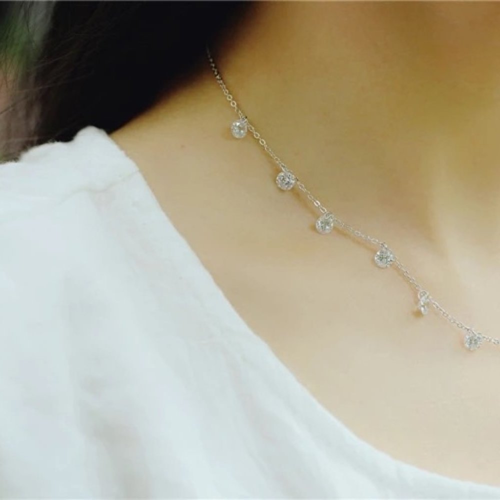 6ct. t.w. Lab Diamonds Drop Sterling Silver Necklace - Picture 5 of 11